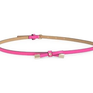 Kate Spade Skinny Pink Leather Bow Belt Gold Hardware Size L NWT $78